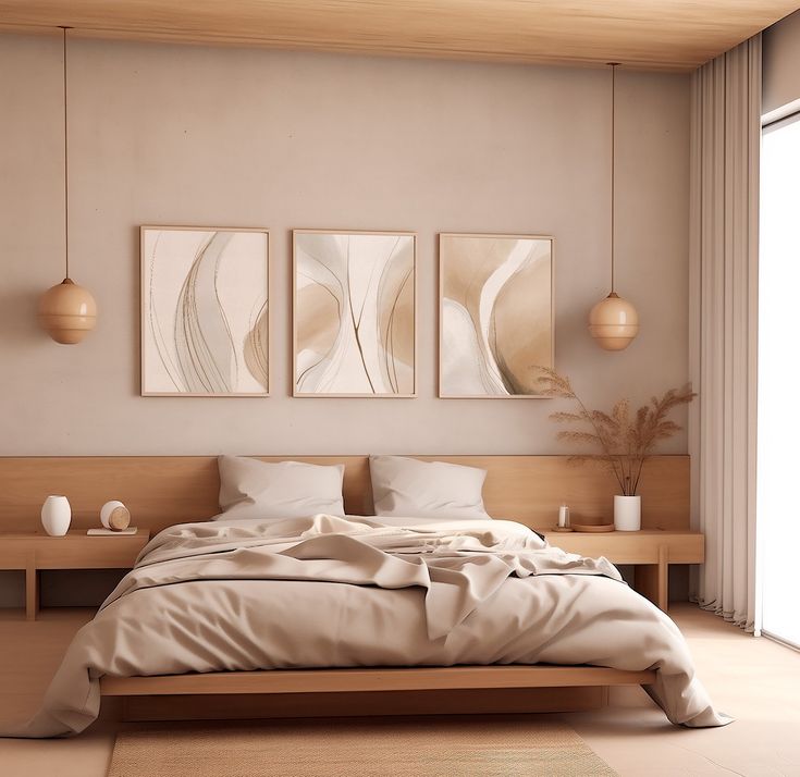 Triptych Beige Abstract Art Neutral Wall Art Elegant Curved Line Neutral Tone Decor Set Minimalistic Forms for Living Room Boho Style Art